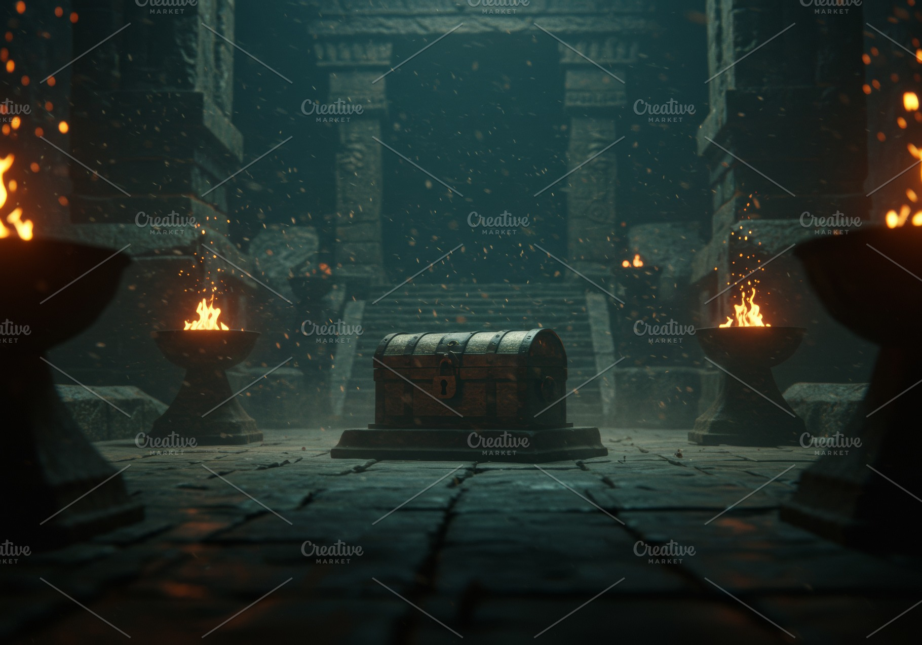 Mysterious locked chest surrounded b, a Background Photo by professorinc