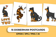 Doberman Postcards, an Illustration by Ja Polina ArtShop (Thumbnail 1 of 8)