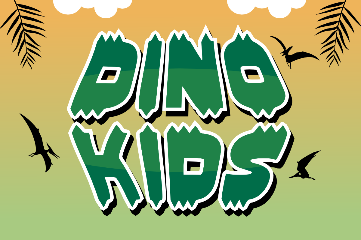 Dino Kids - Playful Dinosaur Font, a Sans Serif Font by KiddoGlyphs Studio (Photo 1 of 5)