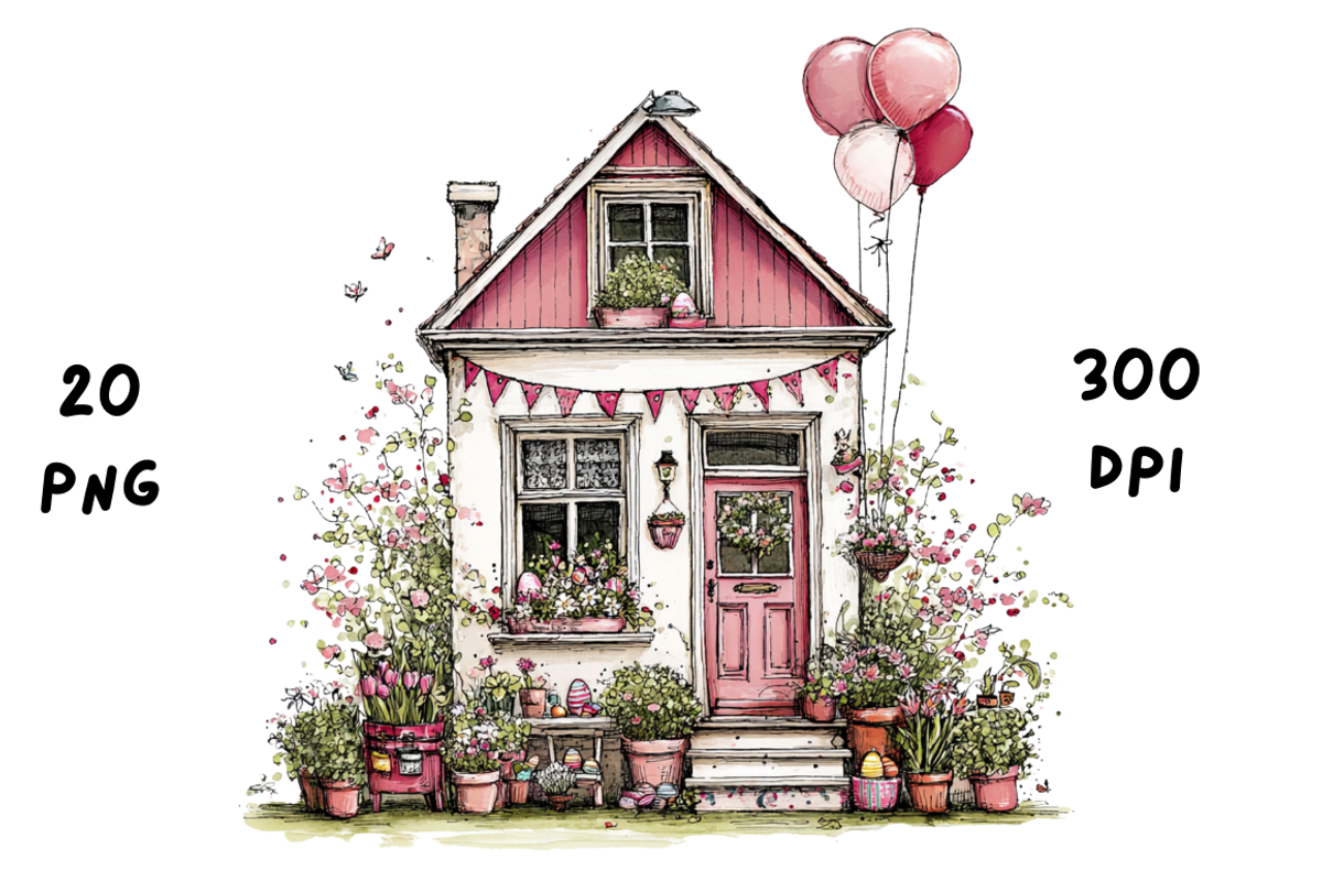 Whimsical Floral Spring House, a Seasonal Illustration by GiraffeCreative (Photo 3 of 20)