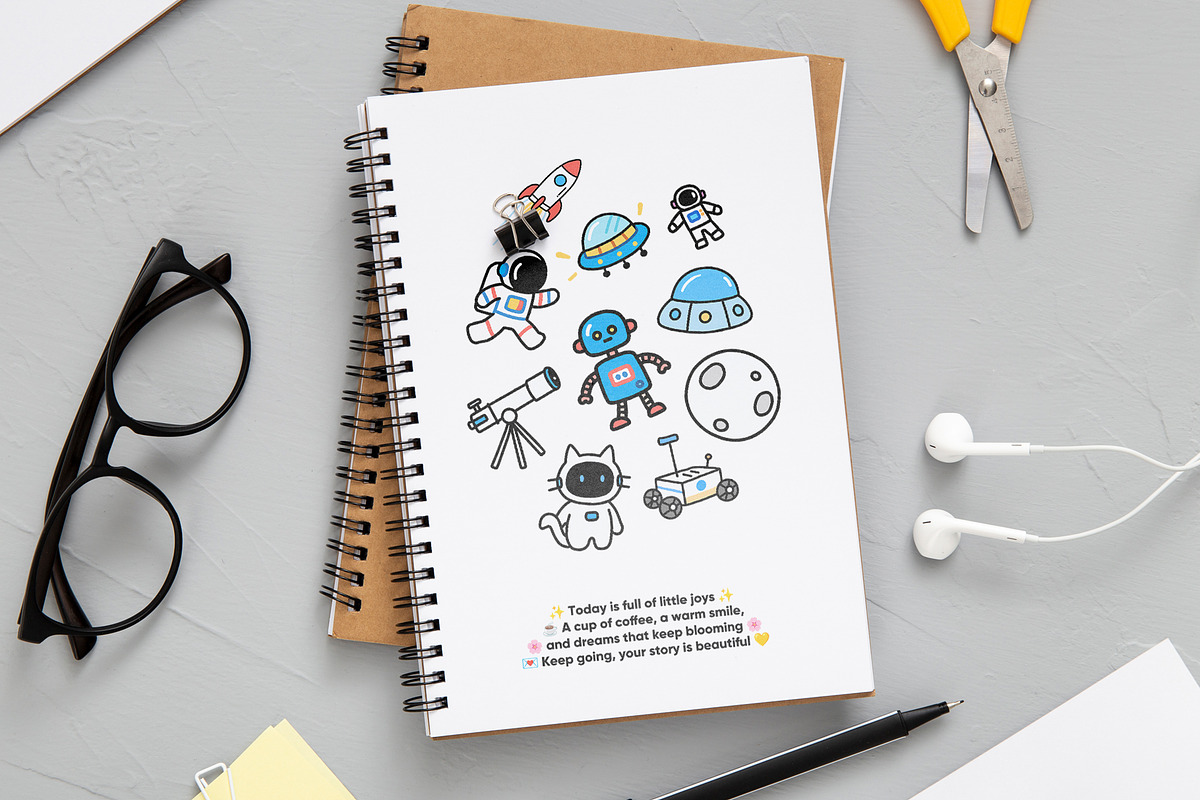 Cute Space Adventure Illustration, an Object Graphic by Housui Patterns (Photo 3 of 6)