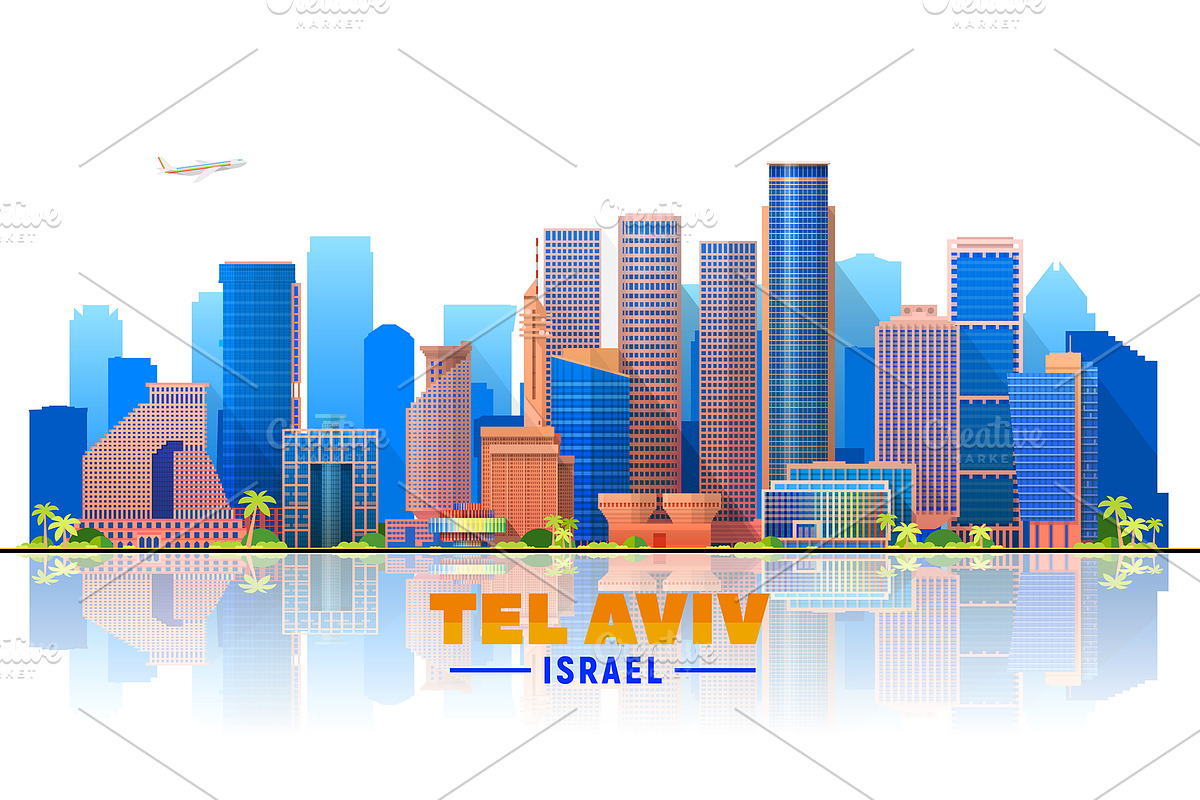 Tel Aviv Israel vector skyline, a Background Graphic by Sky and glass (Photo 5 of 7)