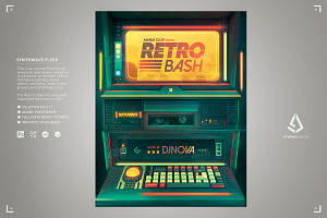 Retro Sci-fi Flyer Cyberpunk Monitor