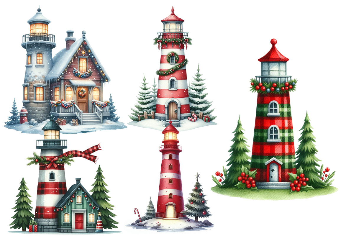 Christmas Lighthouse clipart, an Illustration by Designworld (Photo 5 of 6)