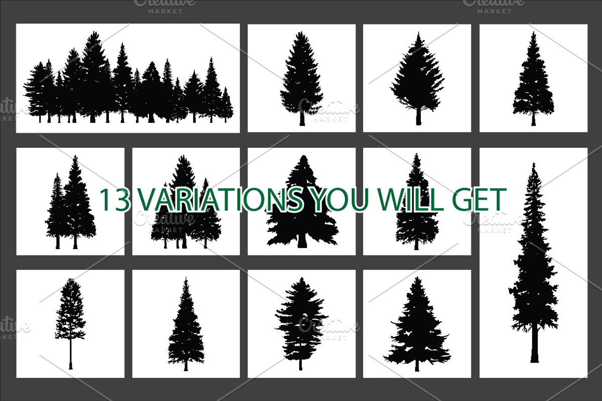 Coniferous Pine Fir Tree Silhouette, an Illustration by jongcreative (Photo 3 of 3)