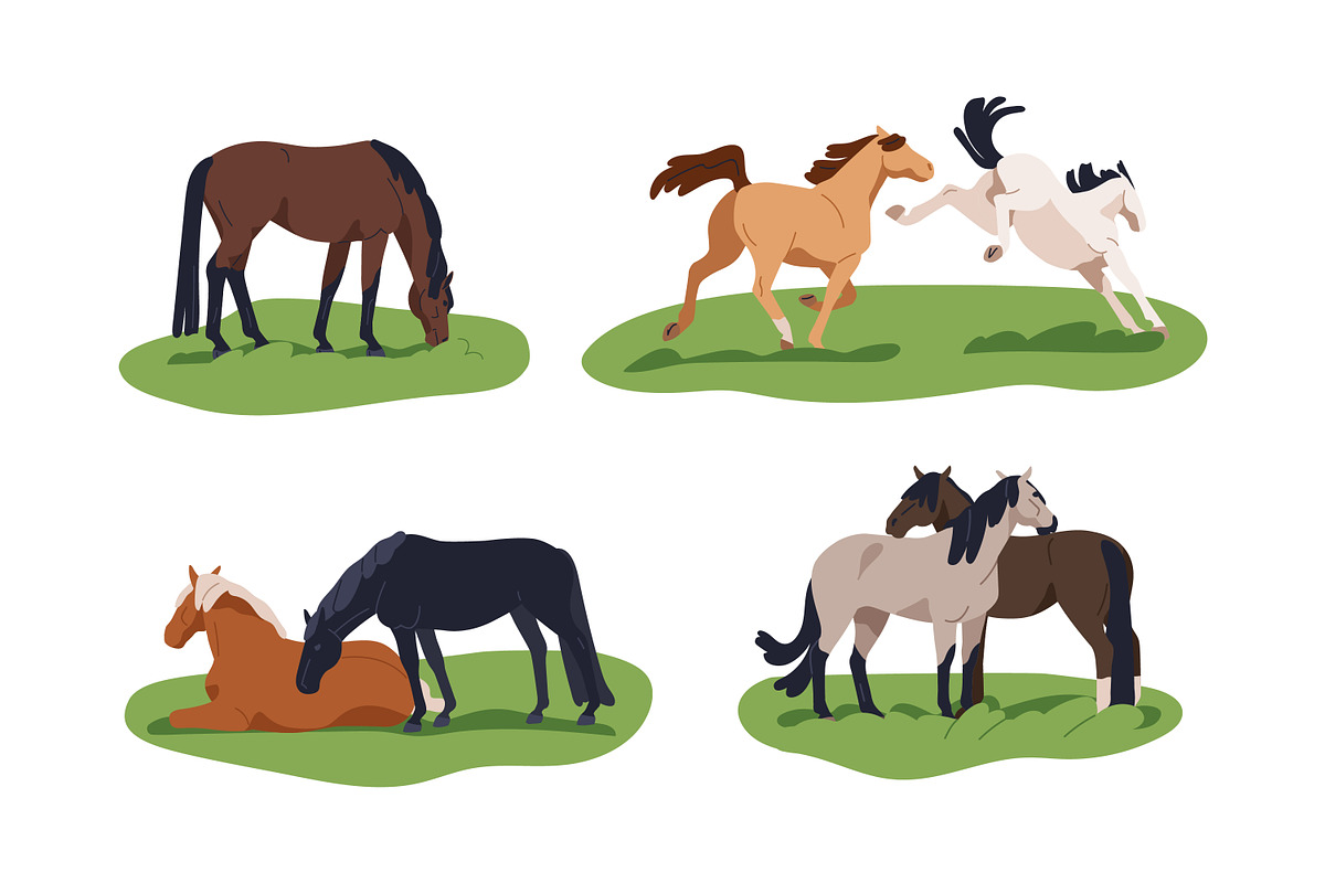Horses together outdoors set, an Animal Illustration by Good Studio (Photo 1 of 5)