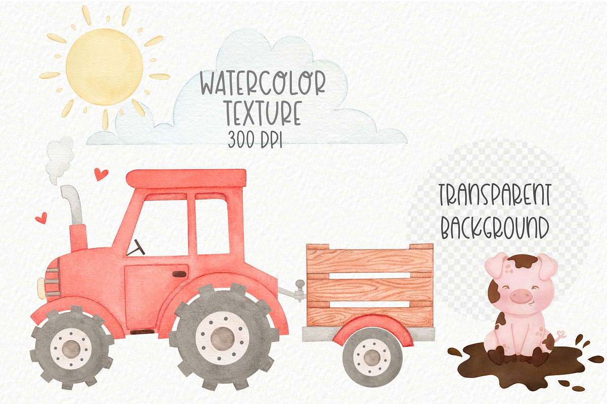 Farm Friends Watercolor Clipart, an Illustration by Estúdio Lin (Photo 4 of 4)