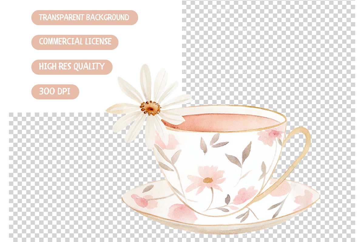 Tea Time Watercolor Clipart Bundle, an Illustration by TatiMockup (Photo 5 of 5)