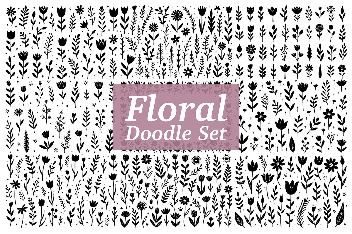 Whimsical Floral Doodle Bundle, an Illustration by Designer_Momina