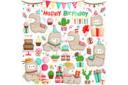 Birthday Llama Cute Clipart, an Animal Illustration by Inkley Studio (Thumbnail 2 of 2)
