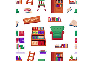Library seamless pattern. Wooden, an Education Illustration by LadadikArt