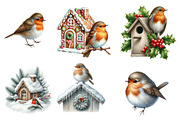 Christmas Robin Watercolor Clipart, an Illustration by Designworld (Thumbnail 2 of 3)