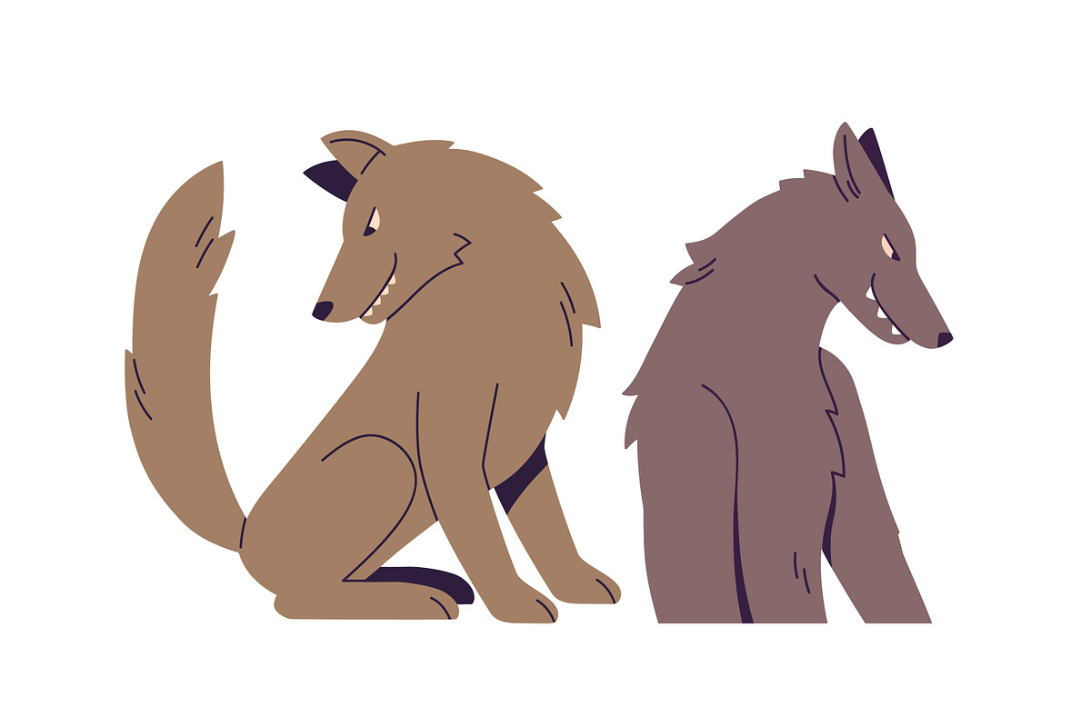 Wolf, wild forest animals set, an Animal Illustration by Good Studio (Photo 4 of 8)