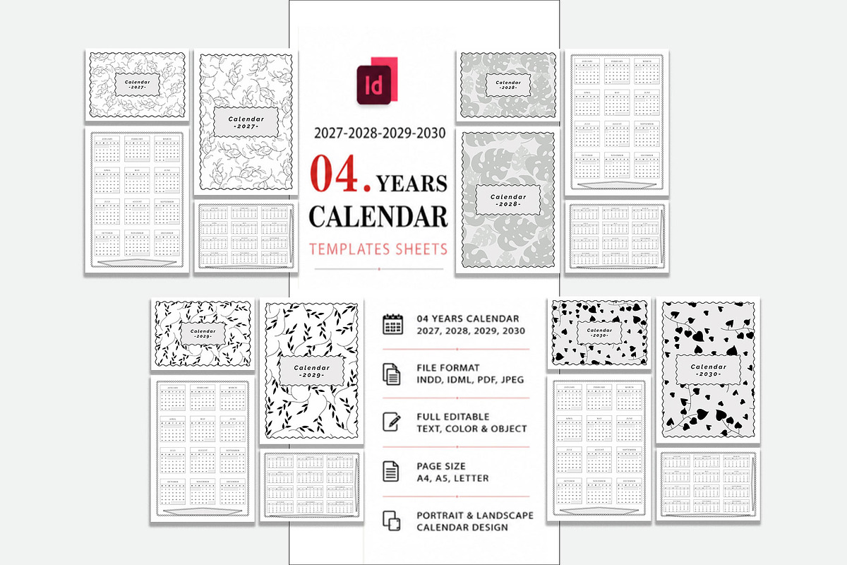 # 2027–2030 Calendar Template Bundle, a Stationery Template by MNT-Creator (Photo 1 of 7)