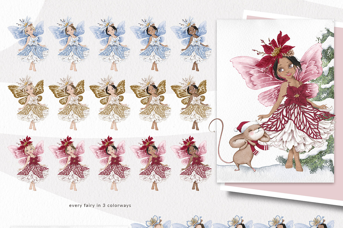 Fairy Christmas-Winter Illustrations, a Seasonal Illustration by Pretty Little Lines (Photo 11 of 16)