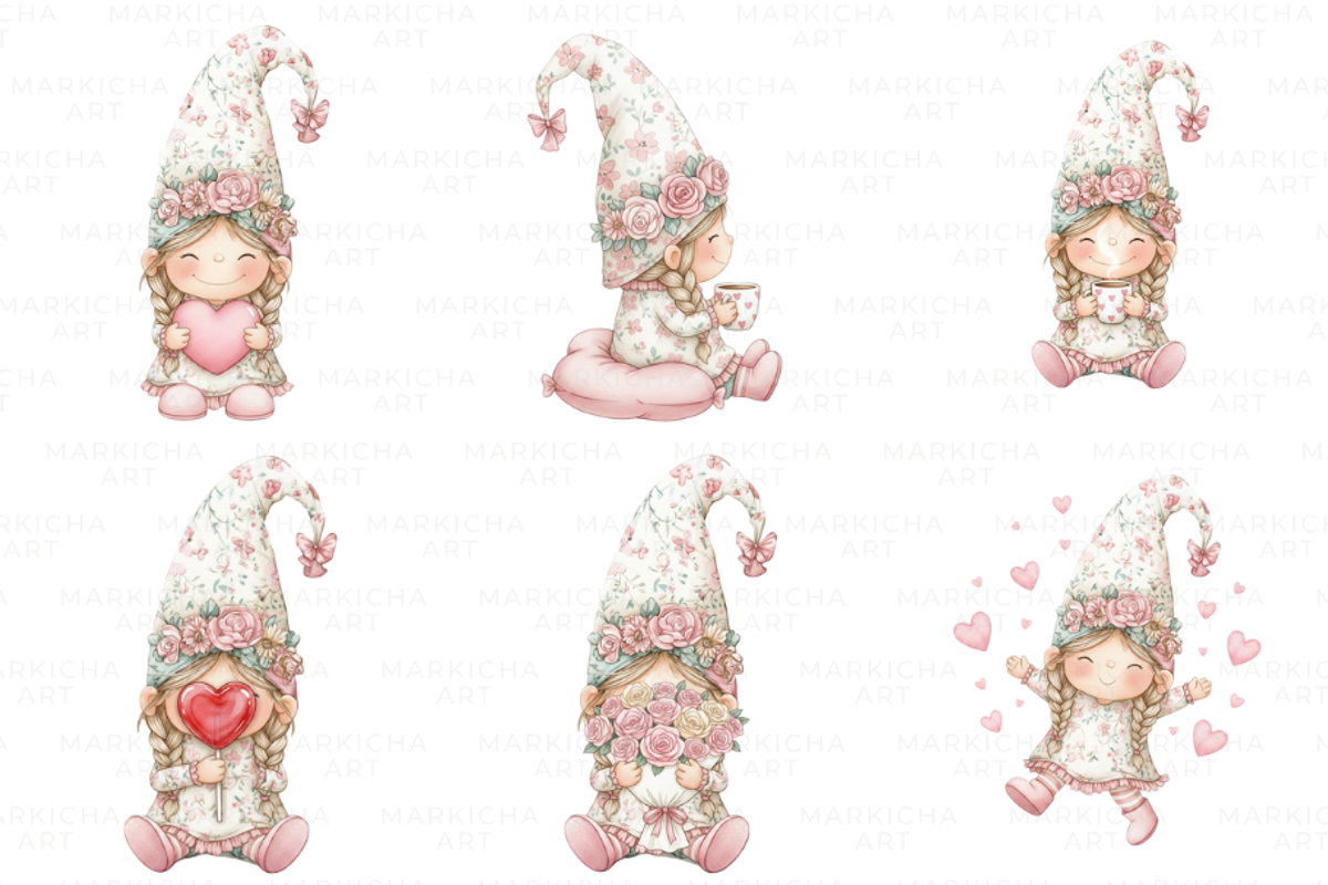 Valentine Gnome Girl Clipart, an Illustration by Markicha Art (Photo 4 of 6)