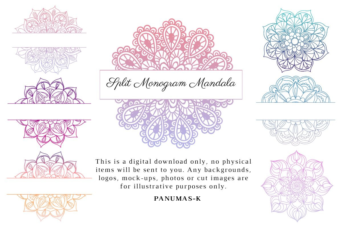 Mandala and Split Monogram Mandala, a Graphic by PKshop (Photo 2 of 3)