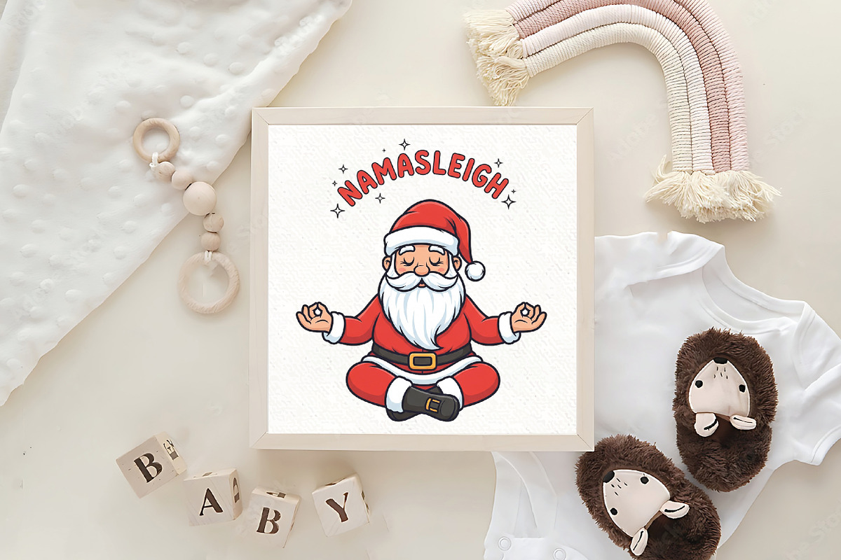 Funny Santa Namasleigh Sublimation, an Illustration by CraftArtStudio (Photo 4 of 4)