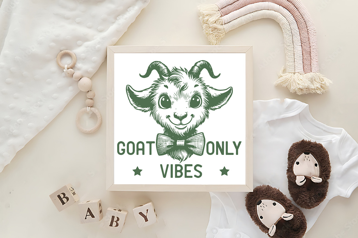Retro Goat Art with Chill Vibes, an Illustration by Pixels.Craft (Photo 2 of 7)