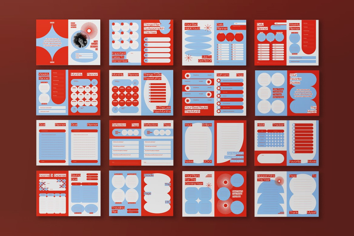 Orange Blue Journal Planner, a Templates & Theme by graphicook (Photo 7 of 8)