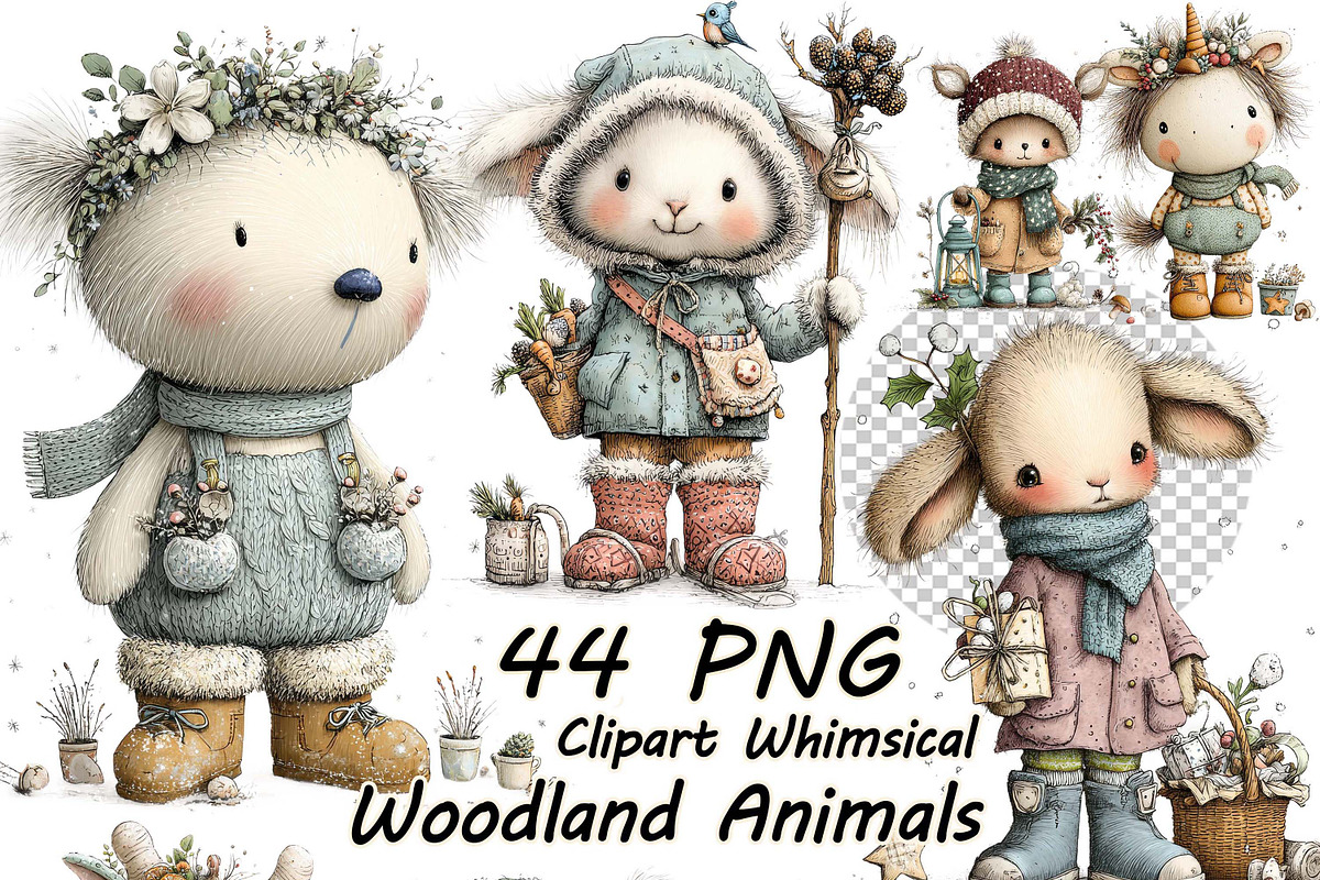 Woodland Animals Nursery Floral PNG, an Animal Illustration by one-touch (Photo 1 of 10)