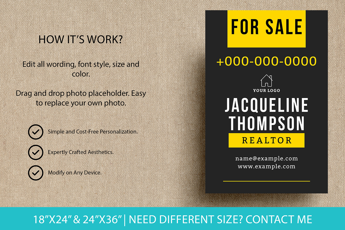 Customizable Real Estate Yard Sign, a Poster Template by SmmrDesign (Photo 2 of 5)