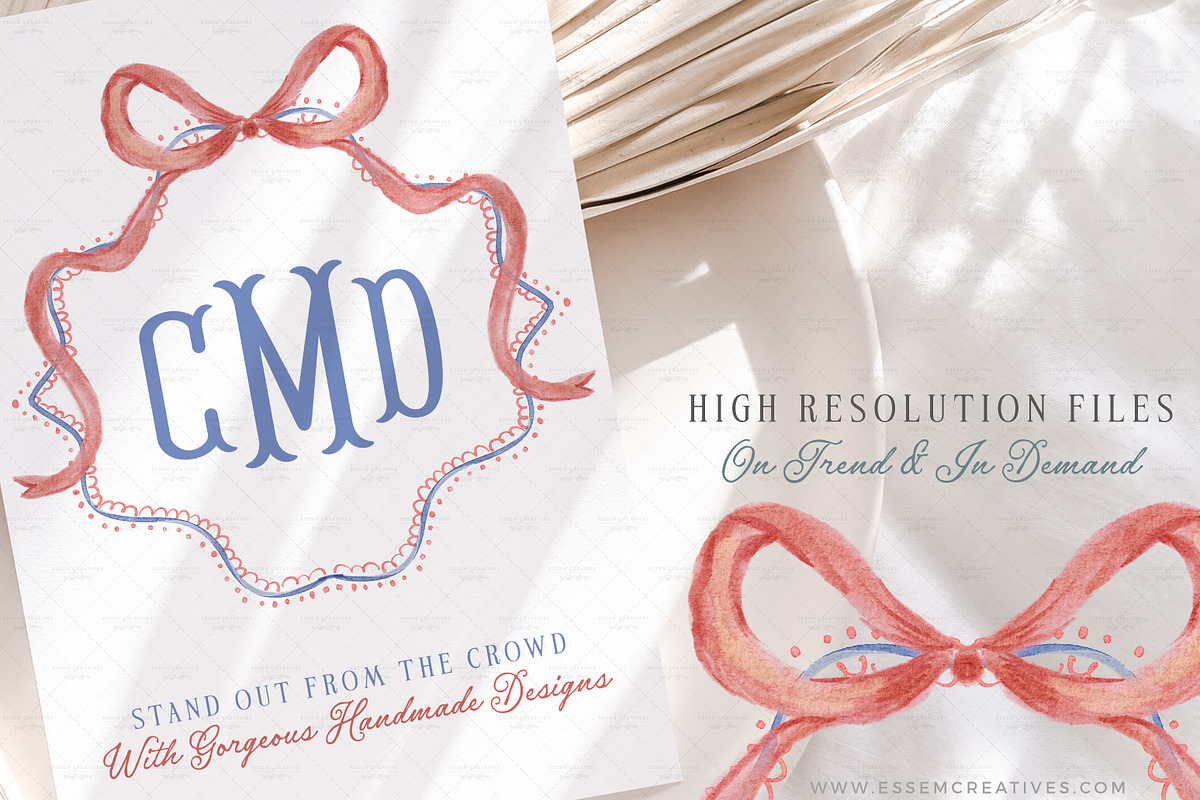 Vintage Grandmillenial Crest Bows, a Decorative Illustration by Essem Creatives (Photo 5 of 5)