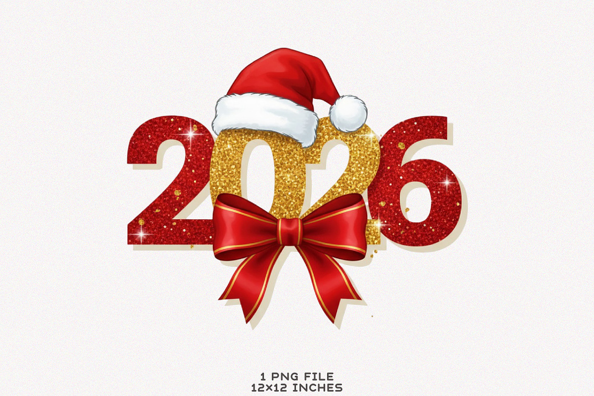 Glitter Happy New Year 2026 Png, an Illustration by SinaCreation (Photo 1 of 7)