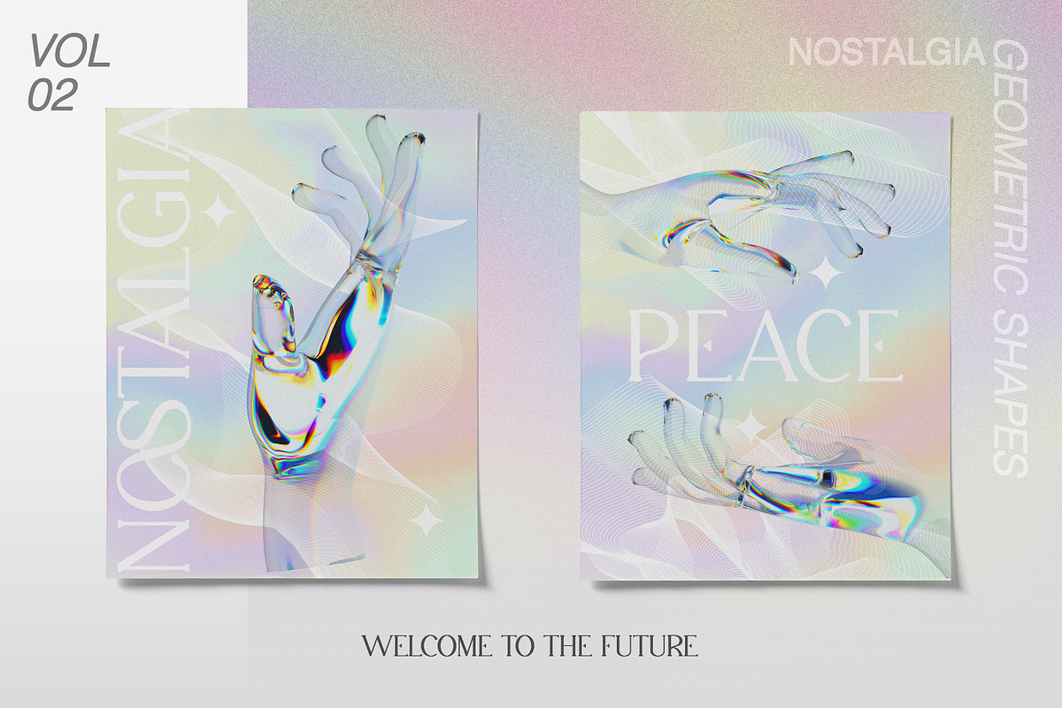 3D Glass Hands. Retro vibe, an Object Graphic by Polli Deeva (Photo 2 of 12)