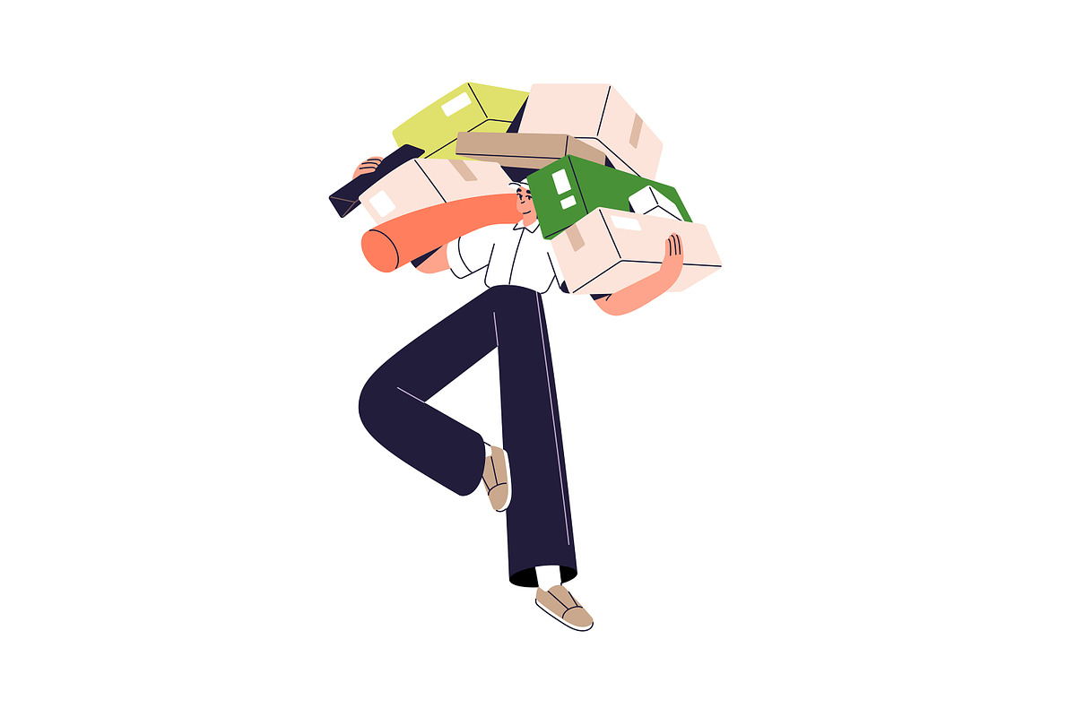 Courier delivery service set, a Person Illustration by PaperTrident (Photo 6 of 7)