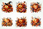 Jack-o-Lantern with Fall Flowers Png, an Illustration by Creative Art (Thumbnail 3 of 4)