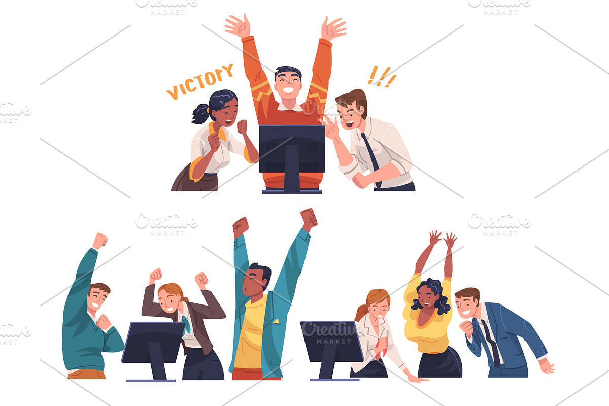 Lucky People Character Celebrating, a Person Illustration by TopVectors