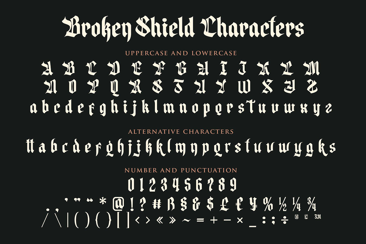 Broken Shield a Gothic Blackletter, a Blackletter Font by Blankids Studio (Photo 11 of 12)