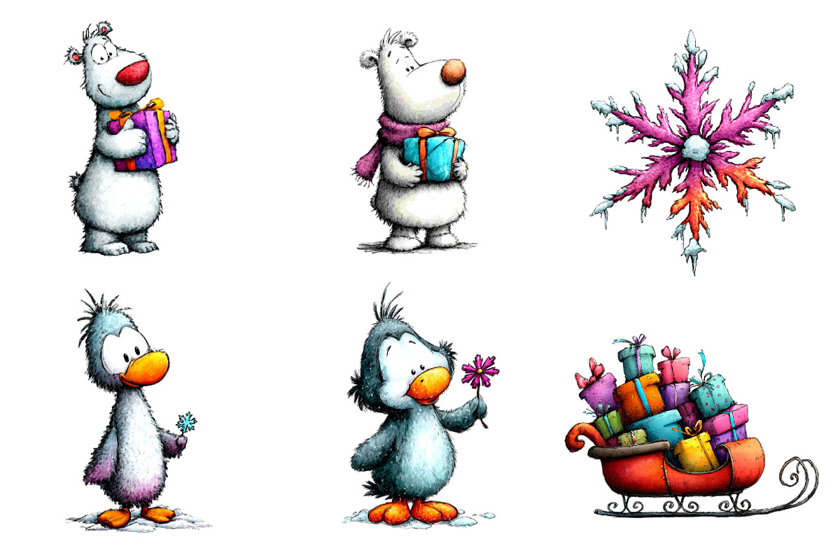 Whimsical Icy Blue Christmas Bundle, an Illustration by CreationArt (Photo 4 of 5)