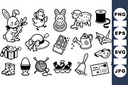 Cute Spring Easter Clipart Set, an Illustration by designvectx (Thumbnail 3 of 3)