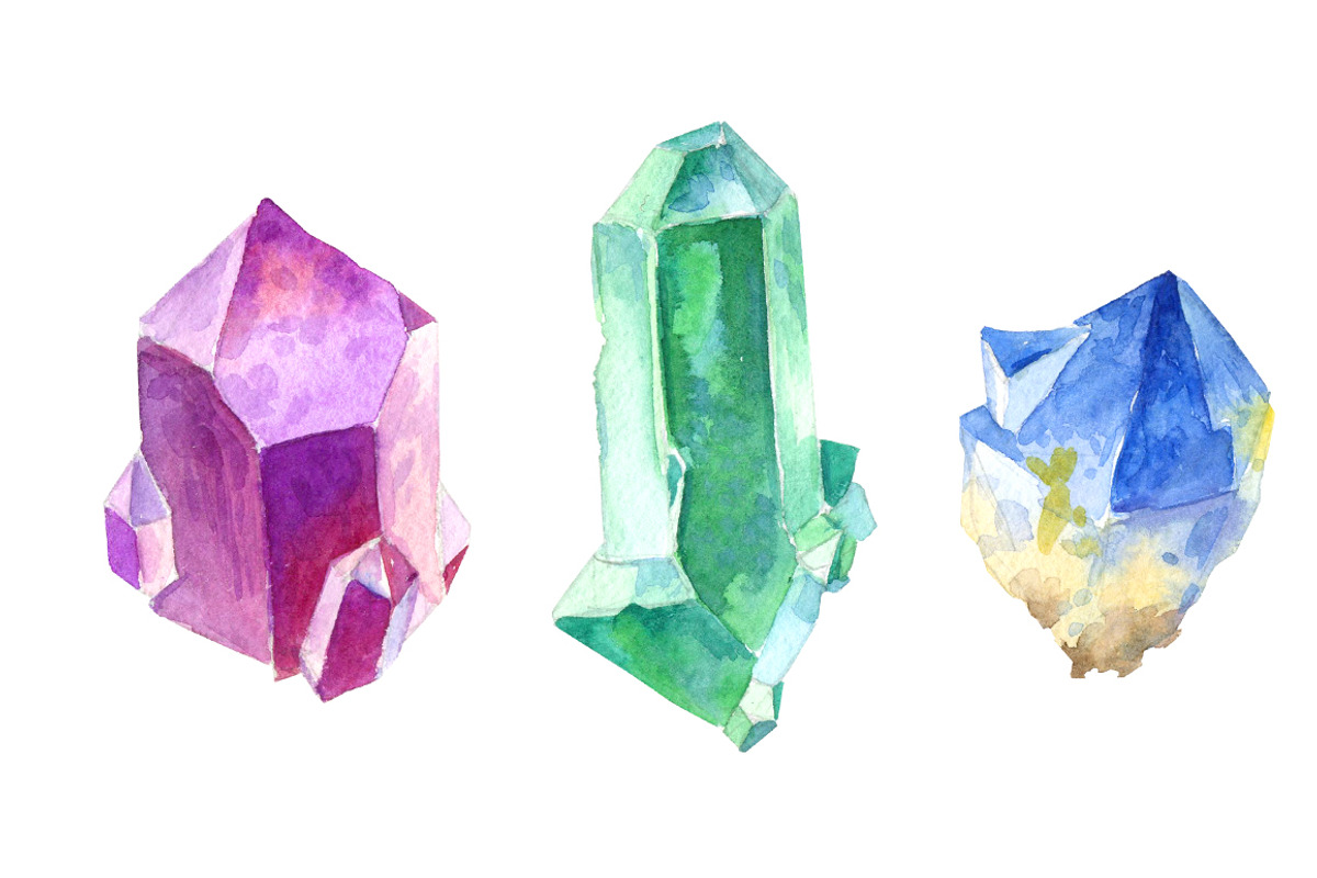 Watercolor Crystals with lettering, an Illustration by iriskana (Photo 2 of 5)