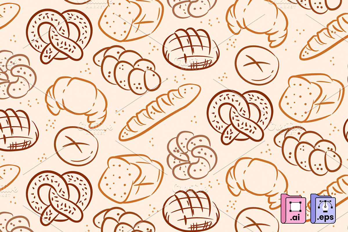 Hand-drawn Bread Pattern, a Pattern Graphic by MISS CHATZ (Photo 1 of 3)