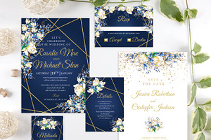 Navy Wedding Invitation Template