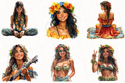 Summer Hula Girl Clipart, an Illustration by OK Design (Thumbnail 4 of 5)