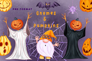 Gnomes and Pumpkins.Design for print