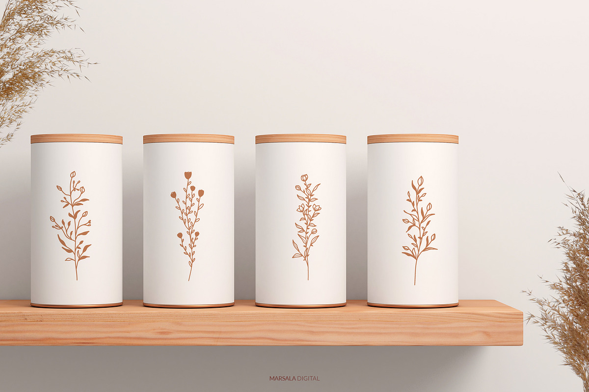 Floral Line Drawings Logo Elements, an Illustration by Kaya Fonts (Photo 9 of 10)