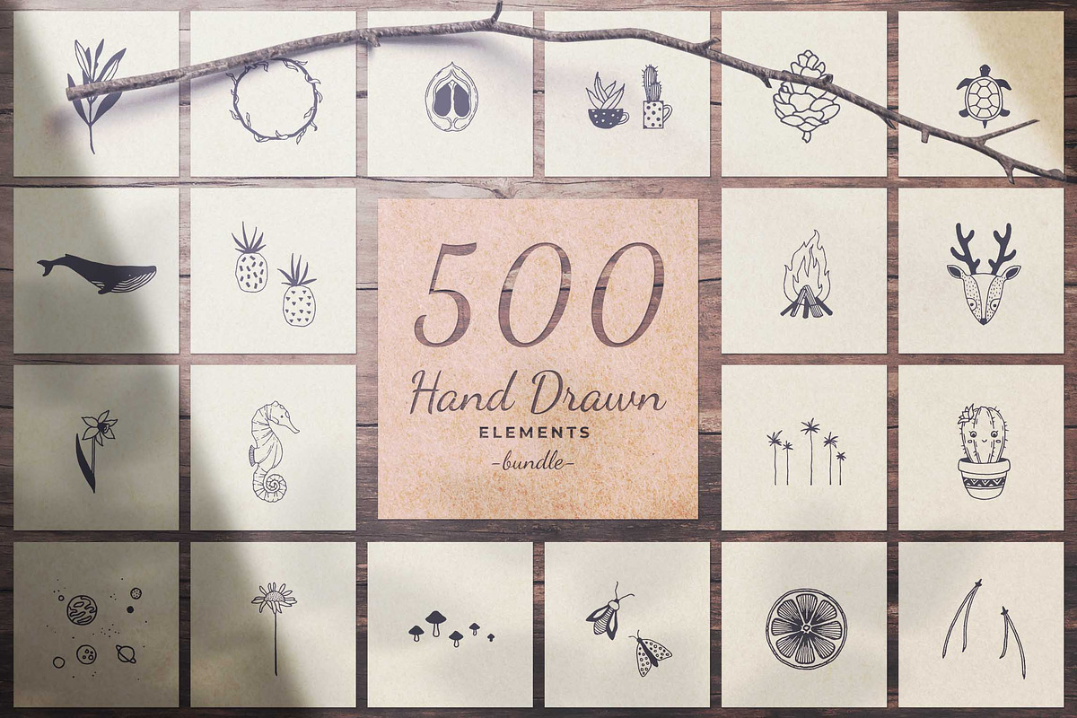 500 Hand Drawn Elements -Bundle-, an Animal Illustration by Michael Rayback Design (Photo 1 of 5)