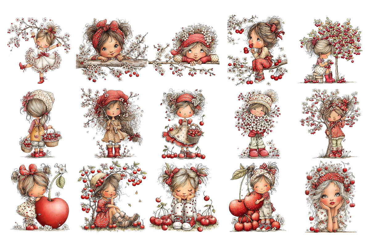 Cherry Girl PNG Clipart Watercolor, a Person Illustration by Nicolle's Colorful Art (Photo 2 of 3)