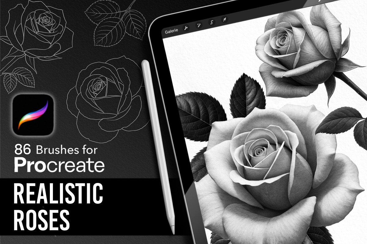 Realistic Roses Procreate Brush, a Brush Add-On by InkRef (Photo 1 of 7)