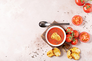Homemade tomato soup featuring soup, dinner, and appetizer