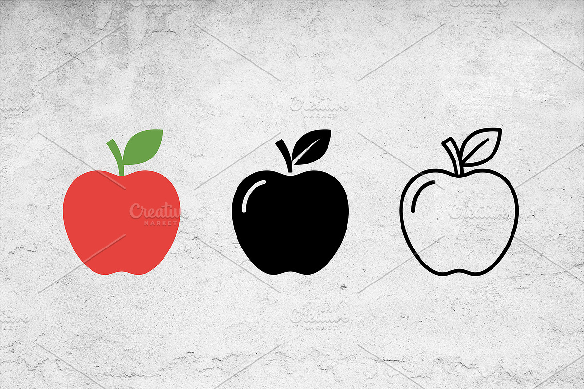 Flat Glyph Outline Red Apple Fruit, an Outline Icon by Artonix (Photo 2 of 2)