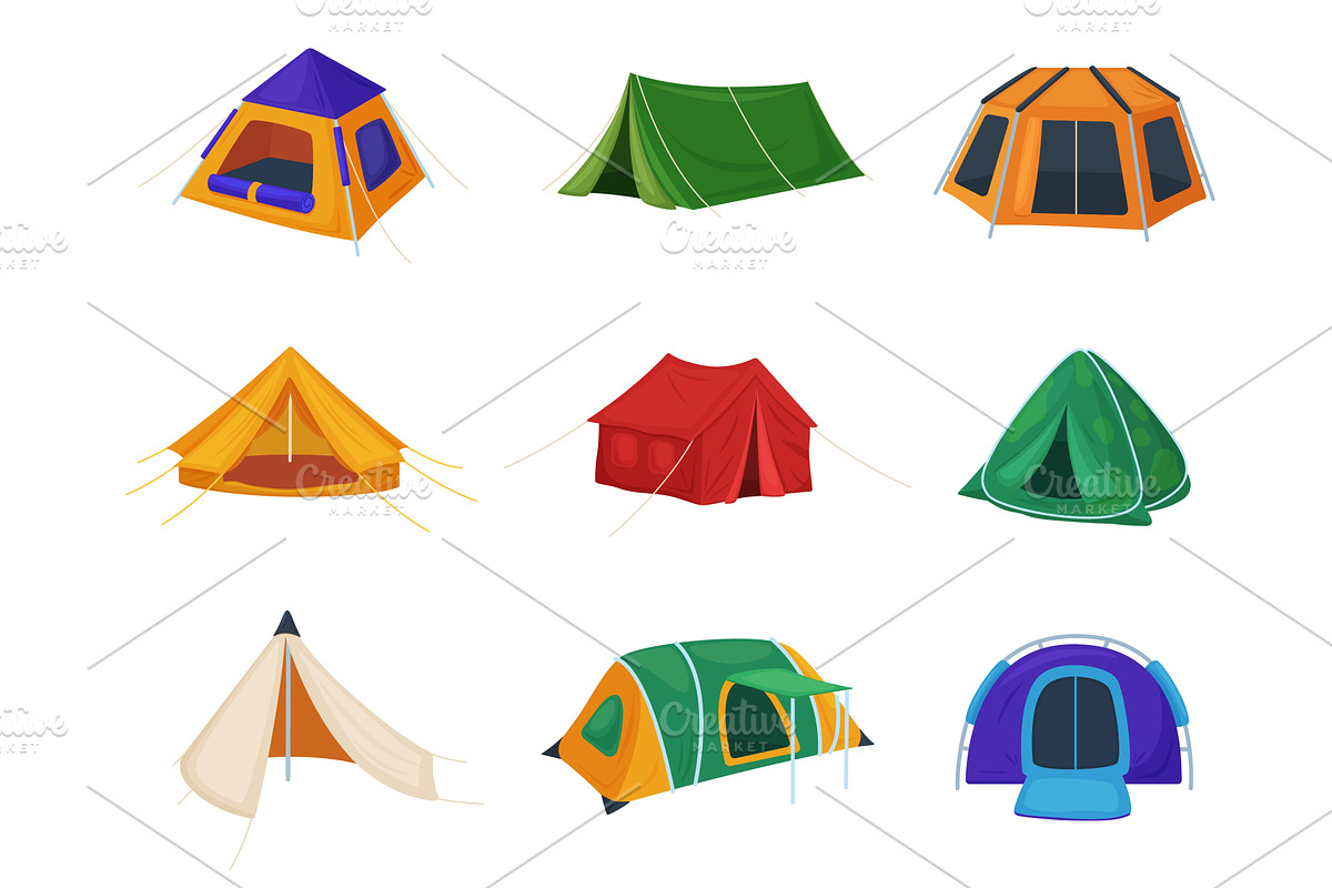 Hiking tents. Expedition, nature, a Sport Illustration by LadadikArt