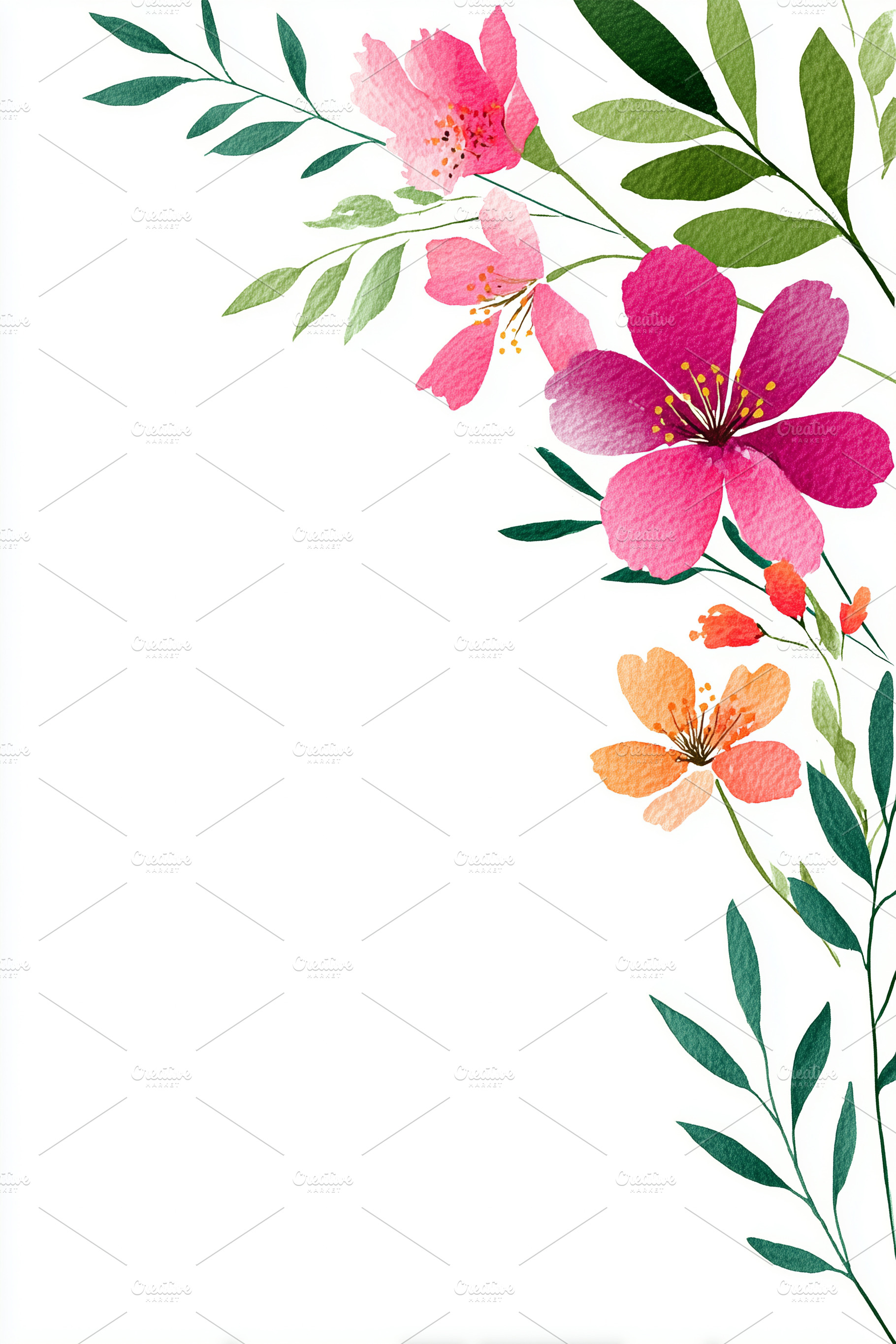 Soft watercolor floral corner design, a Nature Photo by MistyDay