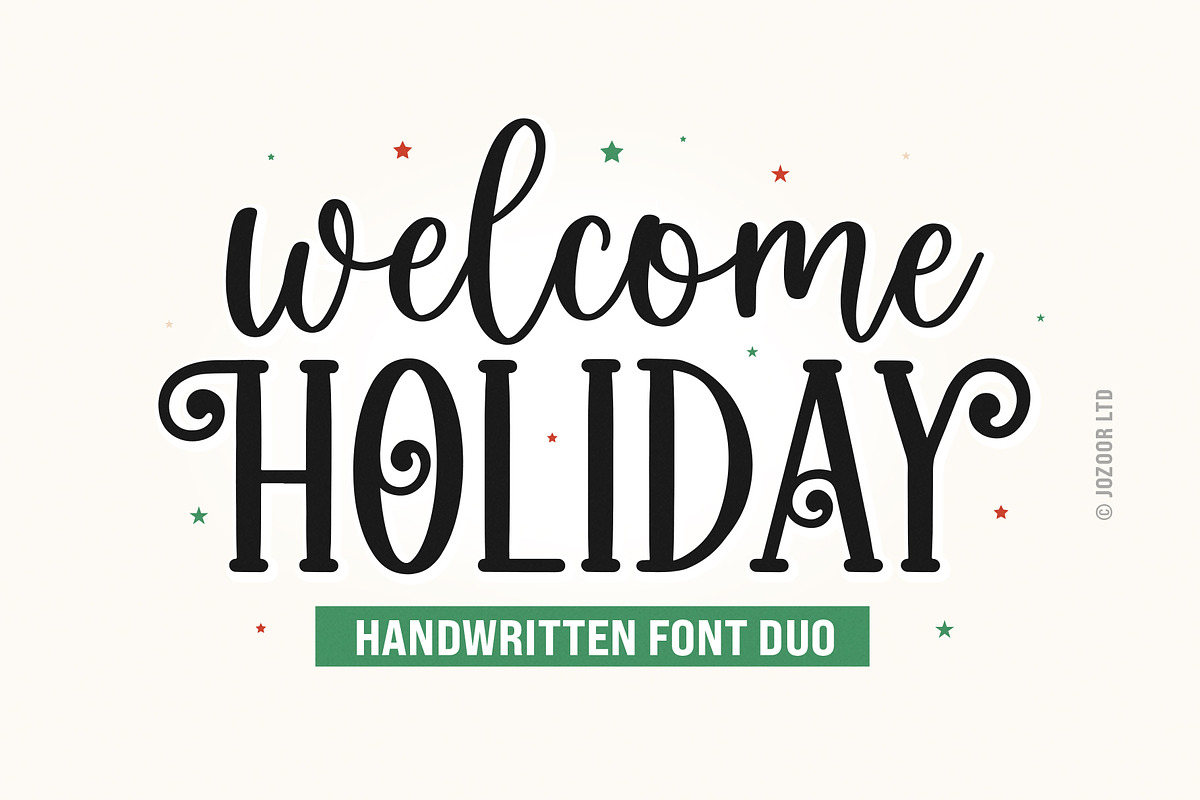 Welcome Holiday - Script Font Duo, a Script Font by Jozoor (Photo 1 of 9)