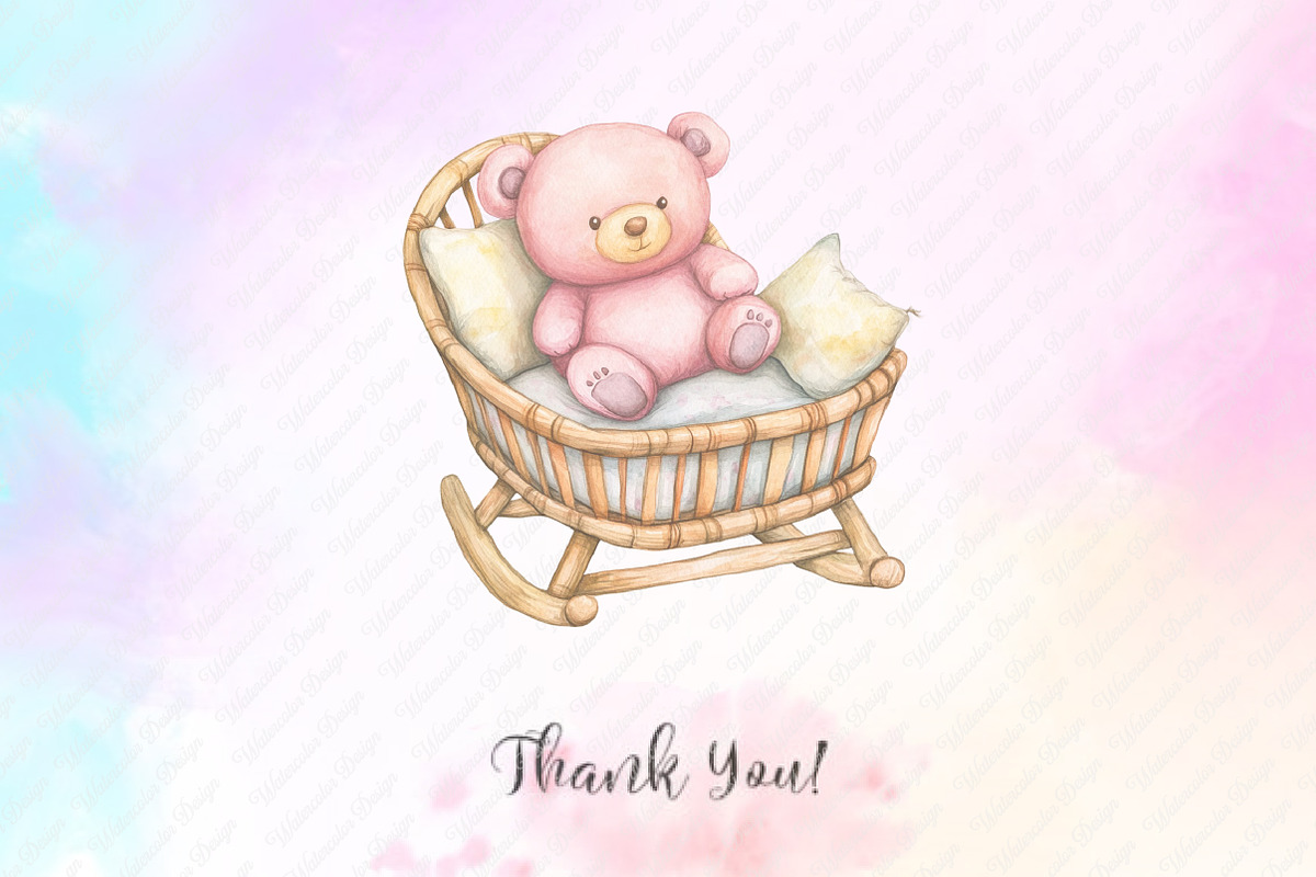Pink Vintage Plush Animals Clipart, an Illustration by Watercolor design (Photo 11 of 12)